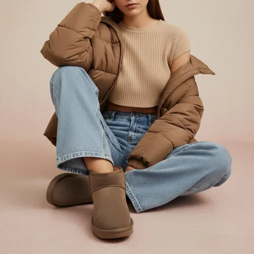 Miniatura 40 de CUSHIONAIRE, Hip 2 - Botas de nieve de gamuza auténtica para mujer, sin cordones, con cómodo forro de piel de oveja sintética + espuma viscoelástica