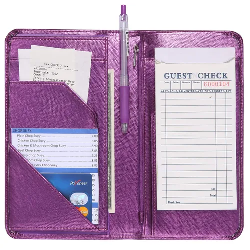 Miniatura 16 de Libreta para servidores con bolsillo con cremallera y cierre magnético, libreta de servidor, libro para camarera, libro de servicio con bolsillo