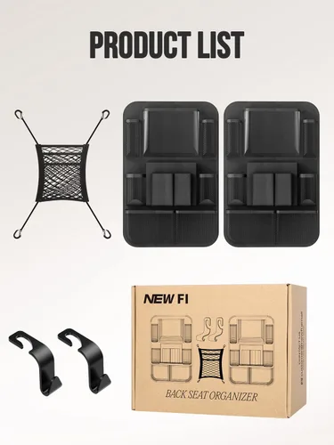 Miniatura 7 de New Fi Organizador de asiento trasero de automóvil (20 bolsillos de almacenamiento), viene con 1 red de asiento gratuita y 2 ganchos