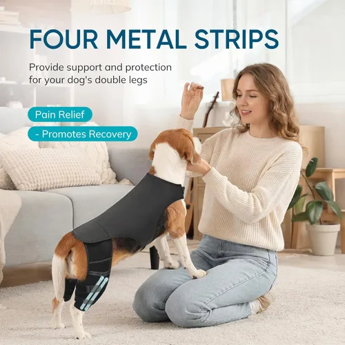 Miniatura 2 de Rodillera ajustable para perro para recuperación de desgarro y artritis del ligamento cruzado anterior - Soporte de patas traseras dobles