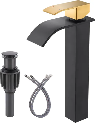 Miniatura 11 de Grifo de Baño de Bronce Frotado con Aceite: Grifo con Caño de Cascada ARCORA para Lavabo de Baño, Grifo Mezclador de Una Sola Manija, Grifo
