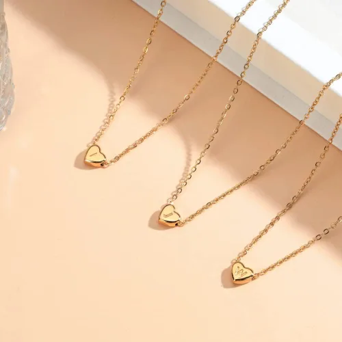 Miniatura 7 de WanBigVa Collar con inicial en capas de oro para mujer, hecho a mano, chapado en oro de 14 quilates, collar con dije de corazón pequeño, collar