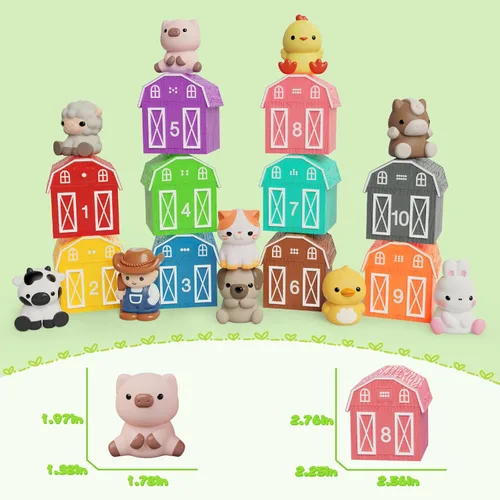 Miniatura 3 de Juguete de aprendizaje para niños pequeños de 1, 2 y 3 años, 20 piezas de animales de granja y marionetas de dedo, juguetes Montessori para niños