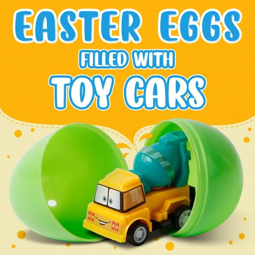 Miniatura 4 de ZenBombs Huevos de Pascua con autos en el interior – 12 huevos de Pascua precargados con autos de juguete de tracción – Relleno de cesta de Pascua