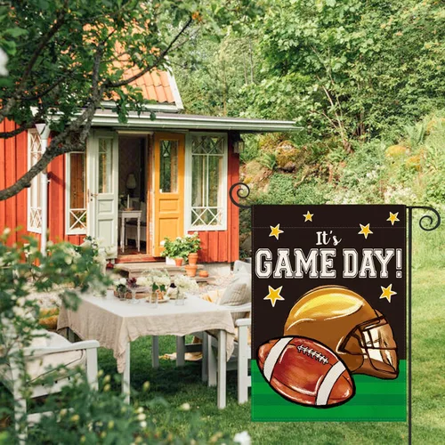 Miniatura 7 de AVOIN colorlife Bandera de jardín de fútbol con texto en inglés «It's Game Day» de doble cara, bandera para exteriores con texto en inglés «It's