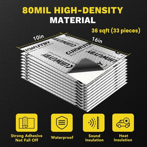Miniatura 5 de Material de Amortiguación de Sonido para Autos, 80mil (2mm) 36 pies cuadrados (3.4 m²) Alfombrilla de Amortiguación de Sonido para Auto, Aislante