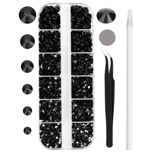 Miniatura 8 de 3820 diamantes de imitación de parte trasera plana aguamarina para deslumbrar, kit de diamantes de imitación pequeños de 0.079 a 0.236 pulgadas