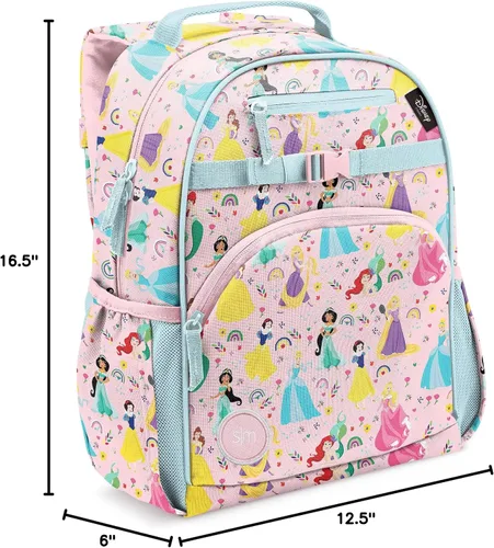 Miniatura 12 de Simple Modern Mochila para niños y niñas escolares, Disney Arcoiris princesa, 18 L