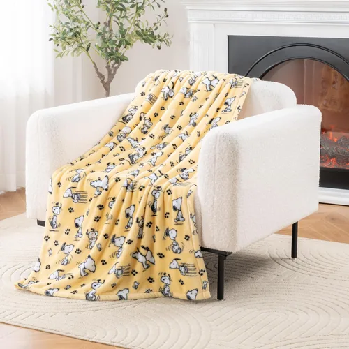 Miniatura 44 de Berkshire Blanket Peanuts® VelvetLoft® Manta de Felpa con el Tierno Personaje Snoopy, Peanuts Snoopy Everyday Buffalo Plaid Navy Tonal, Manta 55
