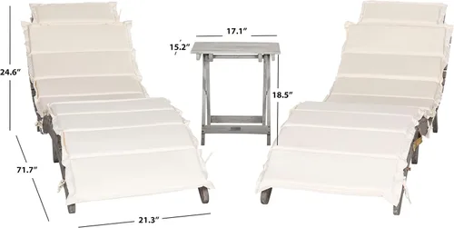Miniatura 4 de SAFAVIEH Outdoor Collection Pacifica PAT7020E - Juego de tumbona de 3 piezas con cojín de madera maciza/beige gris Gris/Beige