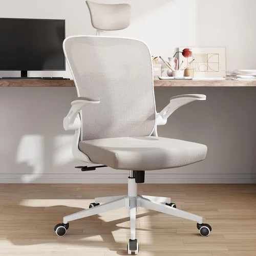 Miniatura 8 de Silla de oficina ergonómica con soporte lumbar, reposacabezas y brazos abatibles, altura ajustable, mecedora, silla alta giratoria para computadora