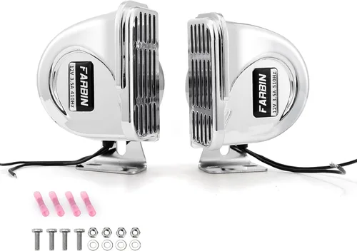 FARBIN Bocina para barcos de acero inoxidable impermeable para barcos Bocina de coche súper fuerte de 12 V con soporte base para veleros, yates,