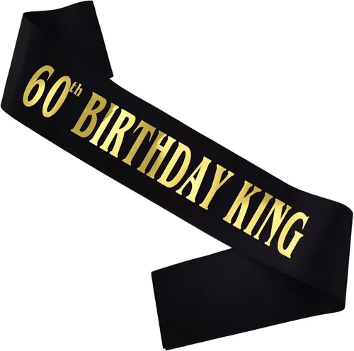 Miniatura 10 de Banda de cumpleaños King, banda de satén negro de satén dorado para hombres, regalos de día B, Negro y dorado