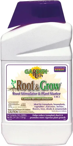 Bonide Garden Rich - Estimulador de raíces y crecimiento y solución de inicio de plantas, fertilizante concentrado de 32 oz 4-10-3 para trasplante