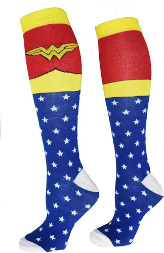 Miniatura 3 de DC Comics Calcetines de superhéroe de la Mujer Maravilla, talla de zapato 4-10 Azul / Patchwork
