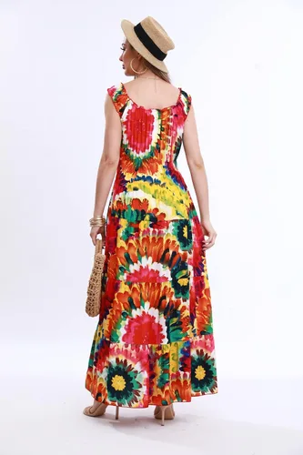Miniatura 3 de OSTOO Vestido largo de verano 2024 con estampado floral bohemio y holgado para mujer