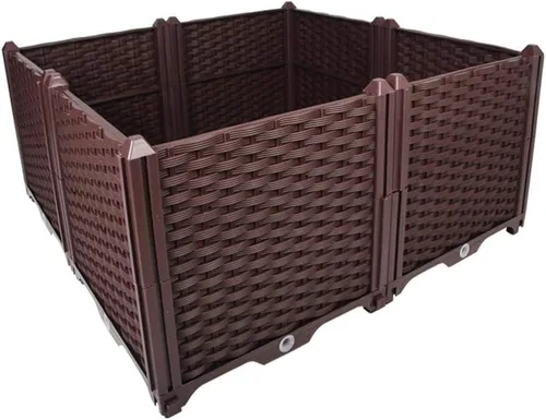 Miniatura 7 de BAOYOUNI - Juego de jardinera cuadrado para jardín elevado, maceta de plástico, caja de cultivo para verduras, hierbas, flores y plantas suculentas