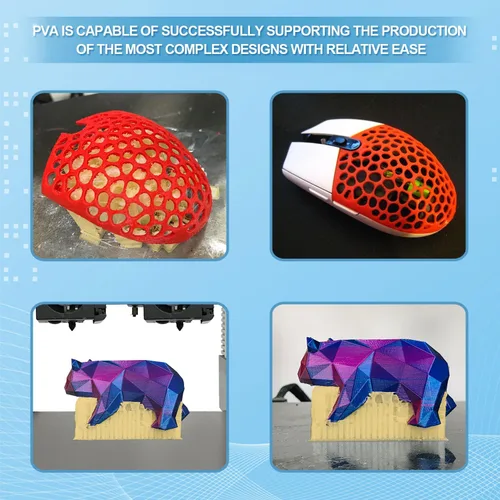 Miniatura 5 de Yousu filamento PVA de 1.75mm, filamento de soporte soluble en agua para impresora 3D, 0.5kg, PVA natural, se ablanda en temperatura de agua