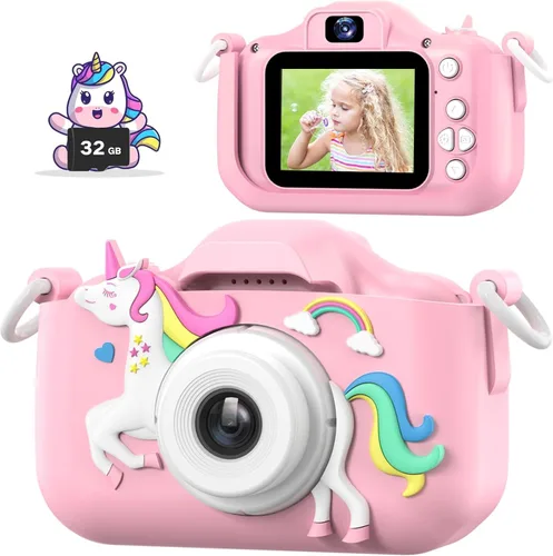 Mgaolo Juguetes de cámara para niños de 3 a 12 años, niños y niñas, cámara de video digital portátil para niños con cubierta de silicona, regalos de