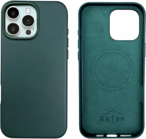Miniatura 16 de Funda de cuero para iPhone 14 Pro Max - Cuero de grano completo compatible con MagSafe - Funda protectora delgada con botones metálicos y tarjetero