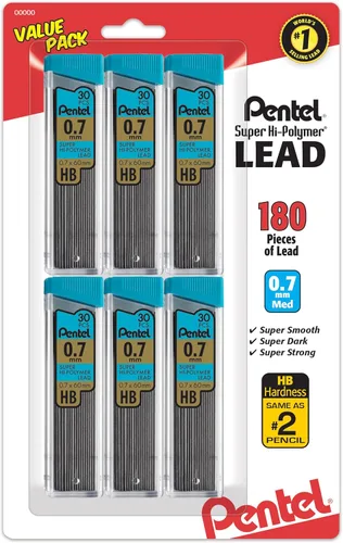 Miniatura 8 de Minas de recambio Pentel Super Hi Polymer, 2 pulgadas, 90 piezas (C25BPHB3-K6), Gris