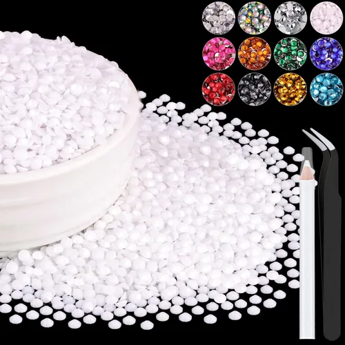 Miniatura 93 de 12000 diamantes de imitación de resina de 0.079 pulgadas a granel para manualidades (transparente), cristales deslumbrantes con parte trasera plana