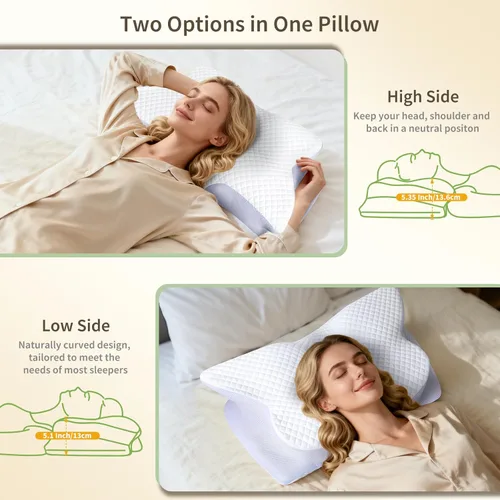 Miniatura 6 de Almohada cervical para el cuello para dolor de cuello, almohada ortopédica de espuma viscoelástica con diseño contorneado, almohadas de apoyo
