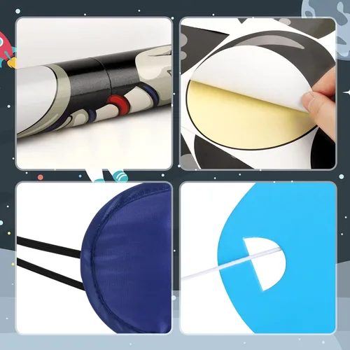 Miniatura 7 de Hooqict Pin The Mask on The Astronaut Space Party Games for Kids Juego de cumpleaños Astronauta Sistema Solar Decoración de fiesta temática