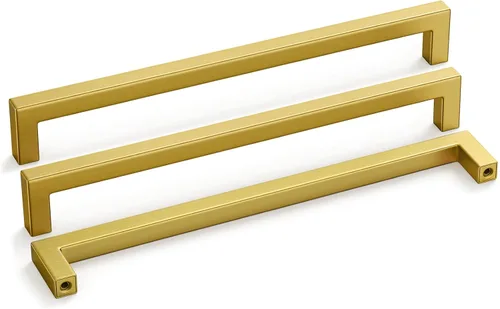 Miniatura 25 de Goldenwarm 1 paquete de manija cuadrada negra para cajones de gabinete de barra, de acero inoxidable, herrajes modernos para gabinetes de cocina
