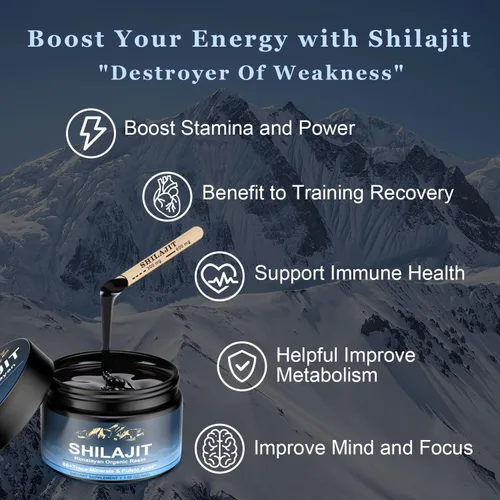 Miniatura 4 de Shilajit Orgánico del Himalaya, Resina de Shilajit Pura, Shilajit de Alta Potencia para Hombres y Mujeres, 600mg de Resina Pura Natural con 85+