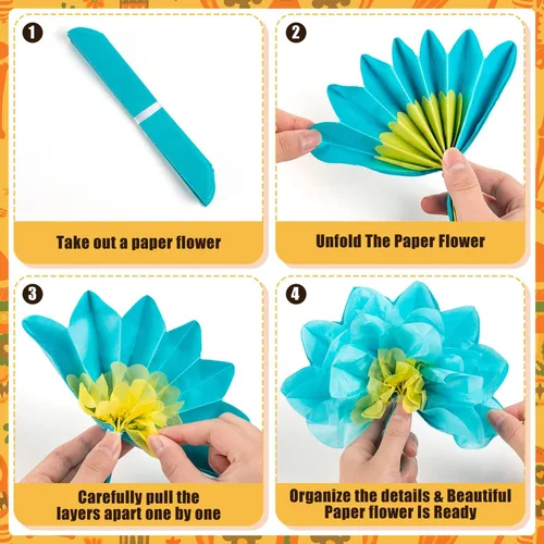 Miniatura 6 de 21 flores de papel mexicanas, flores de papel de fiesta, flores de tejido coloridas para carnaval, telón de fondo de fiesta, boda, fiesta