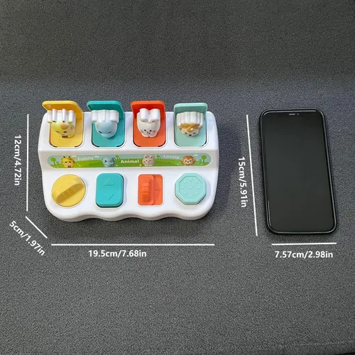 Miniatura 5 de Juguete de causa y efecto para niños pequeños de 2 a 3 años – Juguete de desarrollo con botones y colores – Juguetes de clasificación