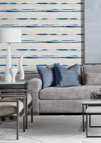 Miniatura 4 de Lillian August Luxe Haven Horizon Stripe - Papel tapiz para despegar y pegar (azul Oasis)