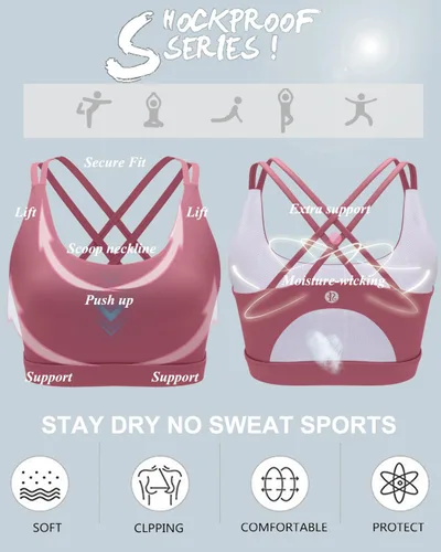 Miniatura 130 de Brasieres deportivos para mujer, con relleno, tipo camiseta sin mangas, sexis, con espalda cruzada, de alto impacto, largos, ideales para practicar