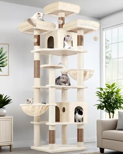 Globlazer Árboles y Torres para Gatos para Múltiples Gatos Adultos, Torre de Árbol para Gatos XXL Alta de 82 Pulgadas para Gatos de Interior con