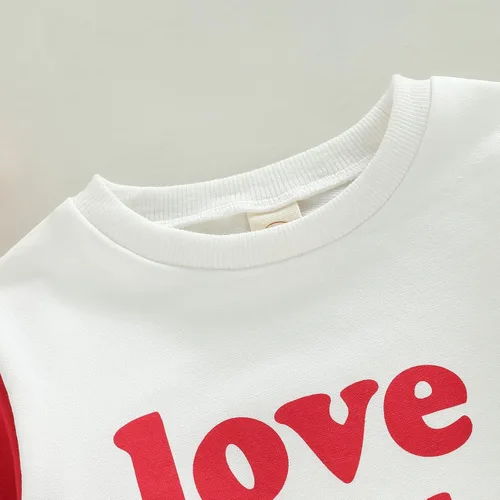 Miniatura 41 de SOLILOQUY Traje de manga larga con cuello redondo para el primer día de San Valentín para bebé niño y niña, mameluco de corazón de amor