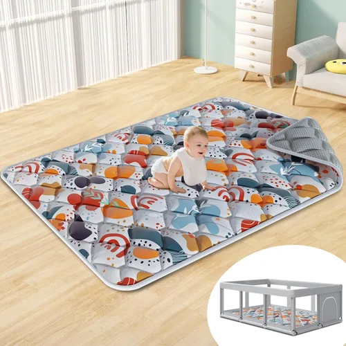 Miniatura 3 de Fshibila Alfombra de juego para bebés de 74 x 50 pulgadas para corral, tapete de juego para bebé para piso, tapete de juego grueso y ultra suave