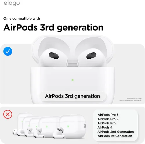 Miniatura 2 de elago Funda Peach para AirPods 3, bonito diseño 3D para AirPods de 3ª generación 2021, silicona protectora con llavero, carga inalámbrica