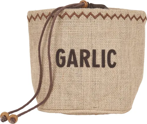 Natural Elements KitchenCraft Bolsa de almacenamiento de ajo ecológico con cordón, yute / 100% algodón