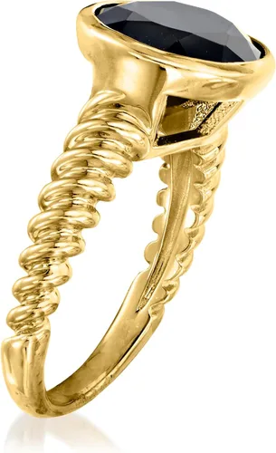 Miniatura 3 de Ross-Simons Anillo de ónix negro en oro de 18 quilates sobre plata esterlina