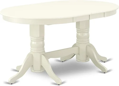 Miniatura 3 de East West Furniture VABO7-LWH-W - Juego de comedor de 7 piezas compuesto por una mesa de comedor ovalada con hojas de mariposa y 6 sillas de asiento