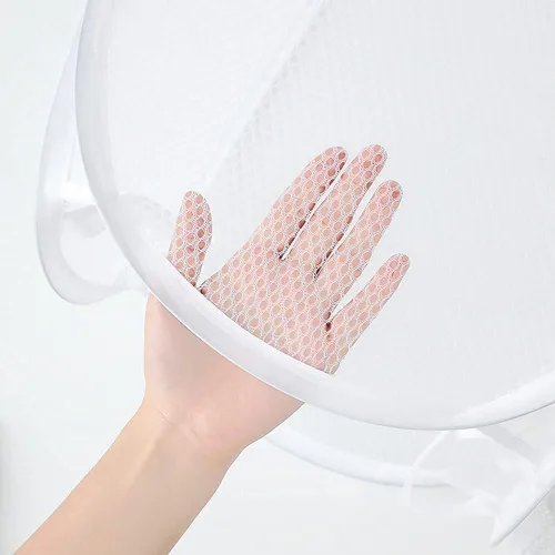 Miniatura 3 de Paquete de 2 cestas plegables de malla para la ropa sucia, cestas plegables para la ropa de baño, dormitorio universitario, viajes (blanco)