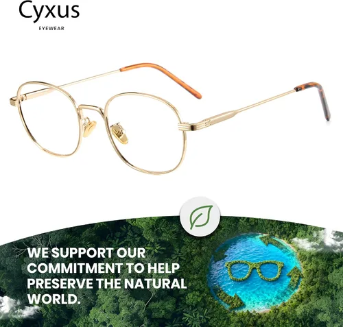 Miniatura 4 de Cyxus Lentes ovalados con bloqueo de luz azul para mujeres y hombres, marco redondo de metal, uso para juegos de computadora, antifatiga ocular 8562