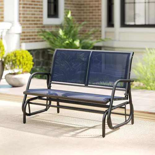 Miniatura 9 de Outsunny Banco columpiador para 2 personas al aire libre, silla mecedora de columpio doble para patio, sillón con marco de acero recubierto de polvo