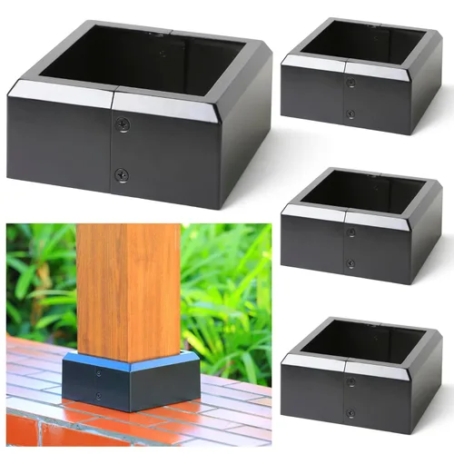 Miniatura 23 de Paquete de 4 cubiertas de base de poste de cubierta de aleación de aluminio (base de poste de 1 x 1 pulgada x 3.35 pulgadas), para pasamanos, Blanco