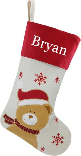 Miniatura 30 de Juego de 3, medias de Navidad personalizadas de 18 pulgadas con tecnología de bordado, diseños de Papá Noel, muñeco de nieve y renos para decoración