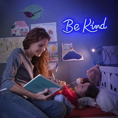 Miniatura 4 de Letreros de neón "Be Kind" para decoración de pared, luces de neón para dormitorio, letreros LED adecuados para sala de estar, sala de juegos, bar