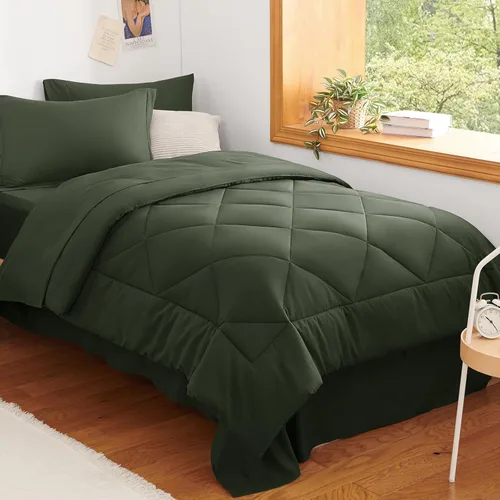 Miniatura 69 de CozyLux - Juego de edredón en una bolsa, para dormitorio universitario, todas las estaciones, edredón, sábanas y fundas para almohada y decorativas