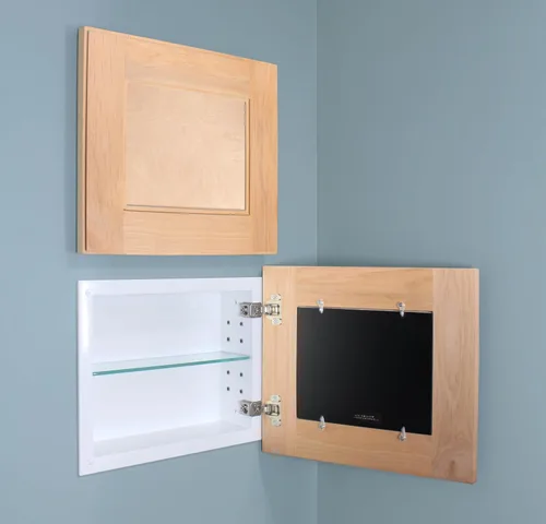 Miniatura 17 de Marco de fotos oculto de 11 x 14 pulgadas, botiquín sin espejo para baño, empotrado en la pared, fabricado en América del Norte, madera real, sin
