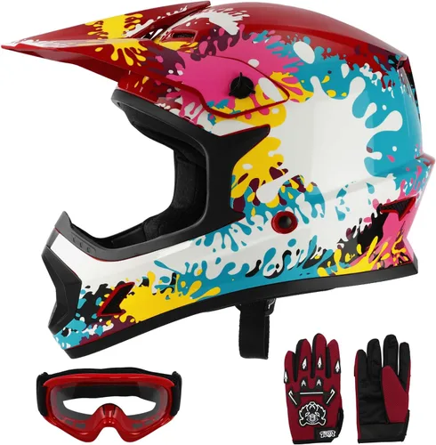 Miniatura 21 de SLMOTO - Casco DOT para niños y jóvenes de motocross, casco de motocicleta de calle, casco de bicicleta de tierra, motocross, ATV, casco con diseño
